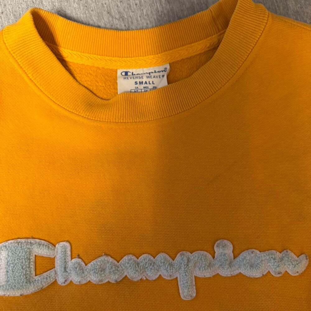 Champion Reverse Weave Cropped Sweatshirt Yellow - Picture 7 of 8